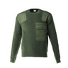 Olive knit police-style jumper with chest patch pocket and shoulder panels