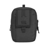 Small black admin pouch with front strap pocket and top webbing handle