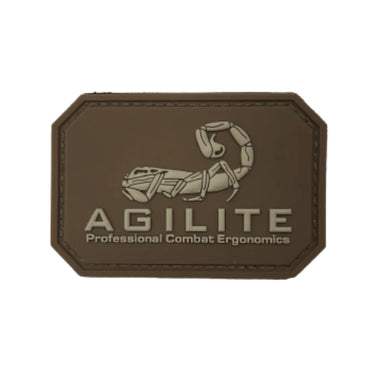 Coyote tan octagonal logo patch with stitched edge and light Agilite emblem