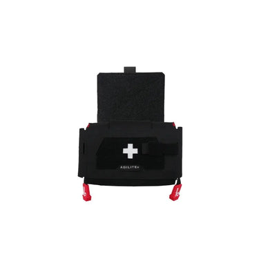 MOLLE patch hanger in black with medical cross patch and mounting straps