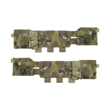 Multicam elastic modular cummerbund with MOLLE-style panels and hook-and-loop ends