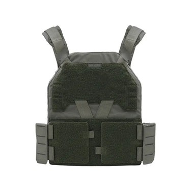 Ranger green plate carrier with front MOLLE panel and side magazine pouches