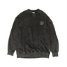 Relaxed crewneck sweatshirt in dark charcoal with small chest graphic and ribbed hem cuffs