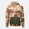 Desert camo pullover hoodie with drawstring hood and kangaroo pocket