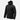 Black hybrid fleece jacket with full zip, hood, and flap chest pocket