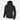 Black zip-up hoodie with drawstring hood and front kangaroo pocket