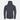 Dark grey zip-up hoodie, back view, with hood and ribbed hem and cuffs