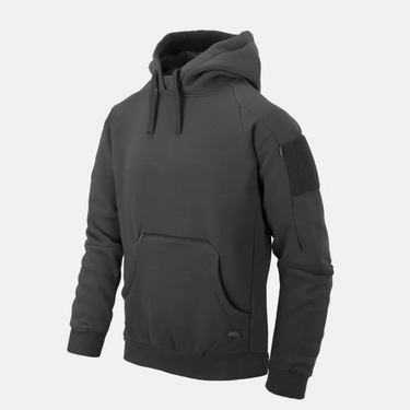 Dark gray kangaroo hoodie with adjustable hood and front kangaroo pocket