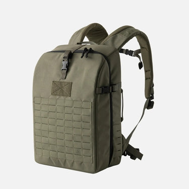 Ranger green mortar backpack with square MOLLE panel and padded shoulder straps