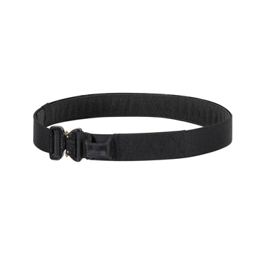 Black rescue gun belt with metal buckle and webbing loops