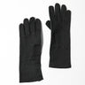 Cuffed flight gloves in dark charcoal, suede palm and stitched finger panels