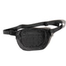 Tactical modular fanny pack, black, with adjustable strap and front zip pocket.