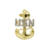 Gold-tone anchor USN chief miniature pin with crown