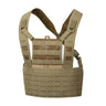 Coyote brown tactical chest rig with MOLLE straps and front mesh panel