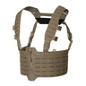 Olive-green tactical chest rig with zip-front panel and shoulder straps