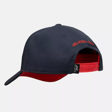 Navy baseball cap with red HELIKON-TEX logo and open adjustable back