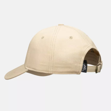 Khaki canvas baseball cap with curved brim and adjustable back strap