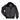Black leather flight jacket with faux fur collar, zip front and sleeve pocket