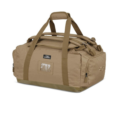45L travel bag with top handle, front pocket, MOLLE straps, coyote tan