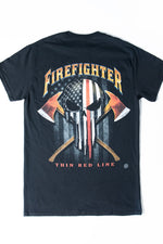 Erazor Bits American Pride Firefighter Skull Of Freedom Tee