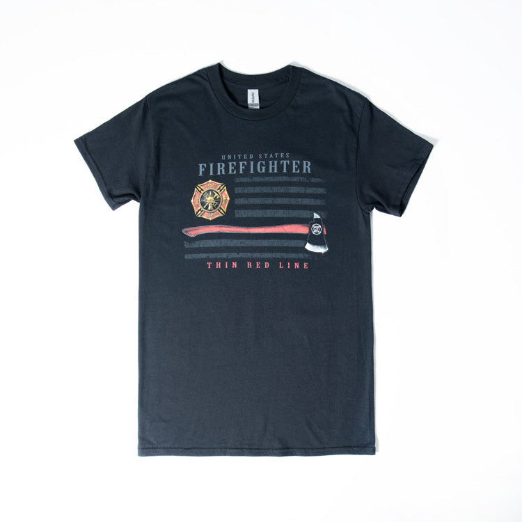 Erazor Bits Firefighter Patriotic Flag Axe Tee