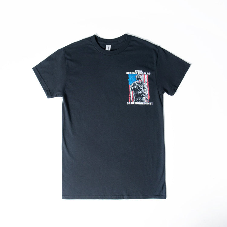 Erazor Bits American Flag Defend Or Be Buried In It Tee