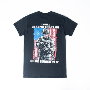 Erazor Bits American Flag Defend Or Be Buried In It Tee