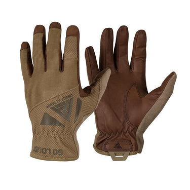 Lightweight tactical gloves in coyote and brown, with textured grip and knuckle padding.