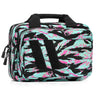 Double pistol case with Miami tiger stripe camo, padded handle, and side zipper pockets.