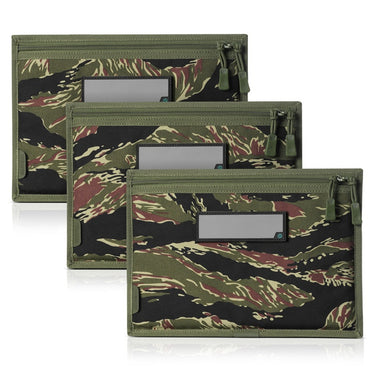 Dark woodland camo pistol sleeves set of three with zipper pockets and loop straps