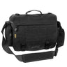 Black Cordura messenger bag with flap, front MOLLE panel, and shoulder strap