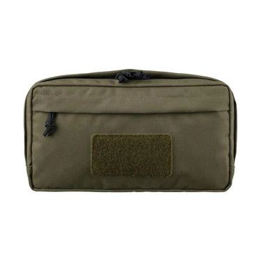 Front-flap admin pouch in ranger green with hook-and-loop patch and drawstring cord.