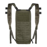 Olive hydration pack with front MOLLE panel, adjustable shoulder straps and webbing sides
