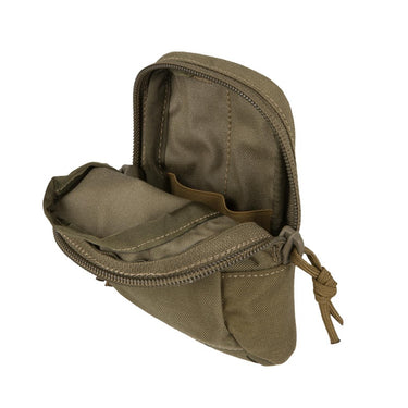Mini utility pouch in olive green with front zipper and open interior pocket