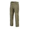 Adaptive green combat pants with cargo pockets and knee panel, front view.