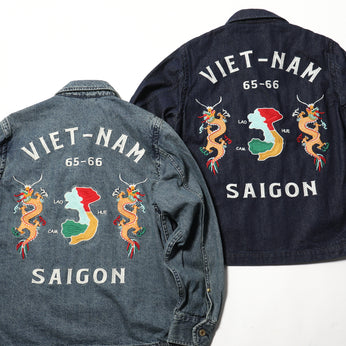 Houston Denim Vietnam Tiger & Dragon Map Jacket