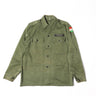 Olive drab field jacket with button front and two flap chest pockets