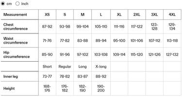 Size chart for Helikon Wolfhound windpack nylon hoodie field jacket