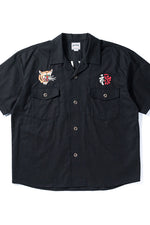 Houston Cotton Linen Embroidery Army Shirt