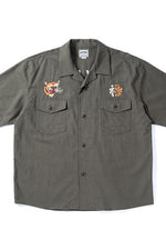 Houston Cotton Linen Embroidery Army Shirt