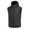 Black puffer hooded vest with full-zip front and side pockets