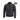 Black puffer jacket with full-zip front and stand collar, long sleeves