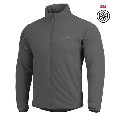 Insulation jacket with stand collar, full-zip front, dark gray color