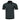 Black polo shirt with short sleeves, button placket, and ribbed collar