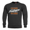 Black Pentagon crewneck sweater with Si Vis Pacem graphic on chest
