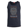 Black tank top with centered geometric lion graphic