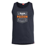 Astir tank top, dark navy, crew neck, Train Your Passion front logo