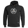 Black hooded sweatshirt sweater with front pocket and Dare to Tactical chest logo