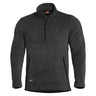 Black half-zip fleece sweater with small chest logo and front pouch