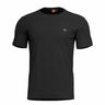 Crewneck T-shirt, black, short sleeves, small chest logo